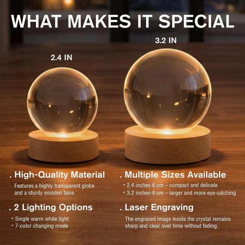 Custom Golf Crystal Ball Night Light - Personalized Dad Gift