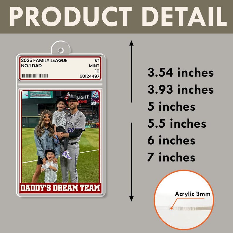 Personalized Graded Baseball Card Family Photo Frame, Custom Father’s Day Gift