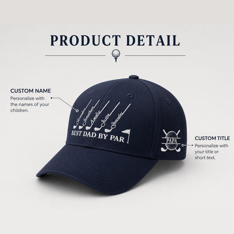Custom "Best Dad By Par" Golf Hat - Personalized Embroidered Baseball Cap for Dad