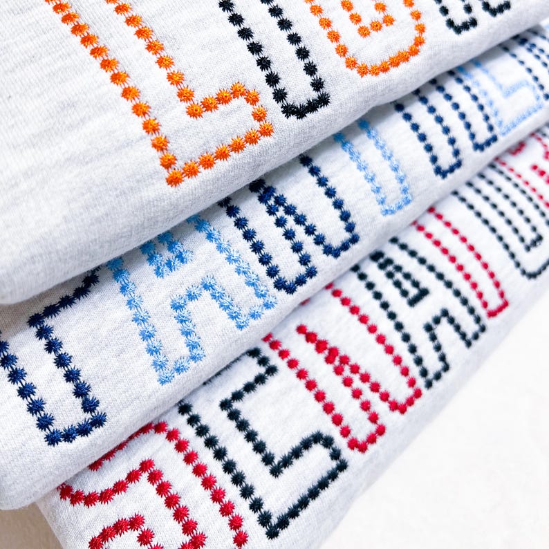Custom Varsity Text Dot Stitch Embroidery Sweatshirt, Custom School Mascot Spirit Wear