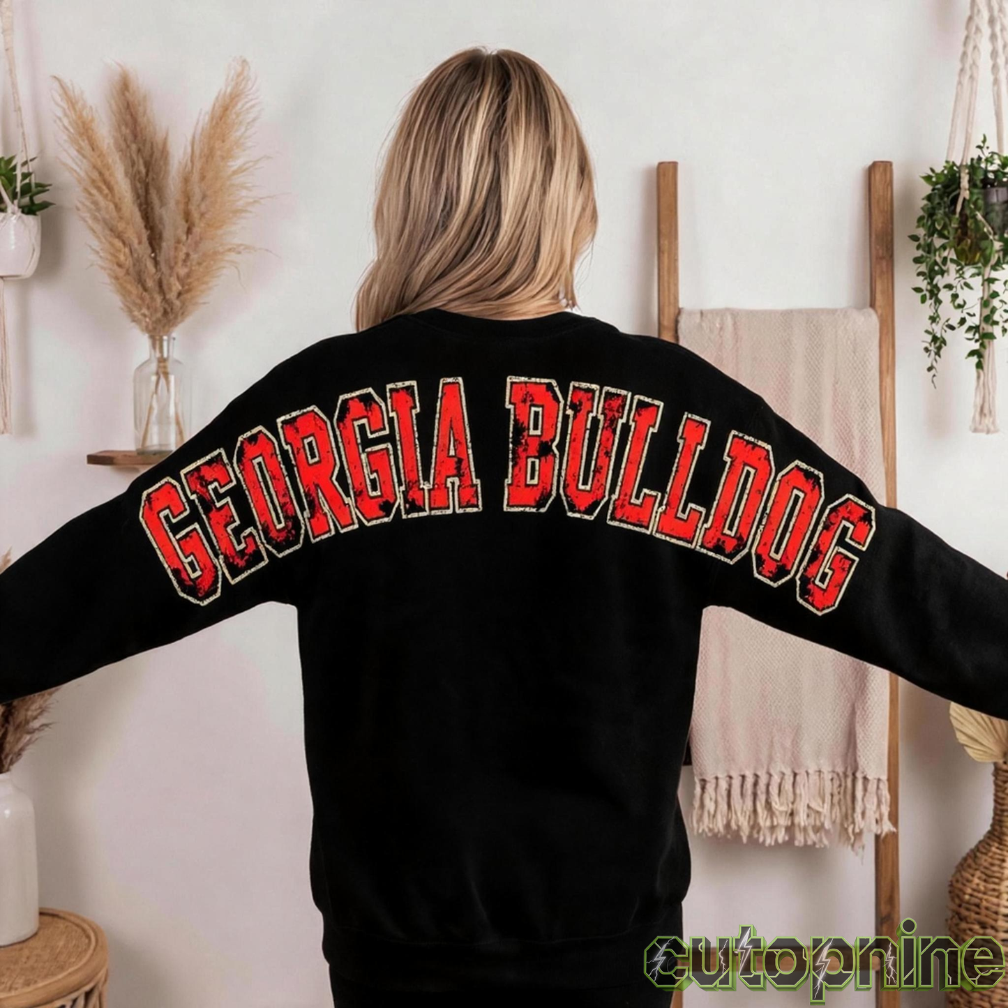 Custom Georgia Vintage Letter Print Sweatshirt