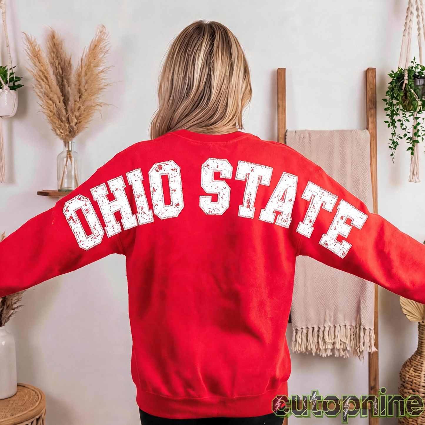 Custom Ohio Vintage Letter Print Sweatshirt
