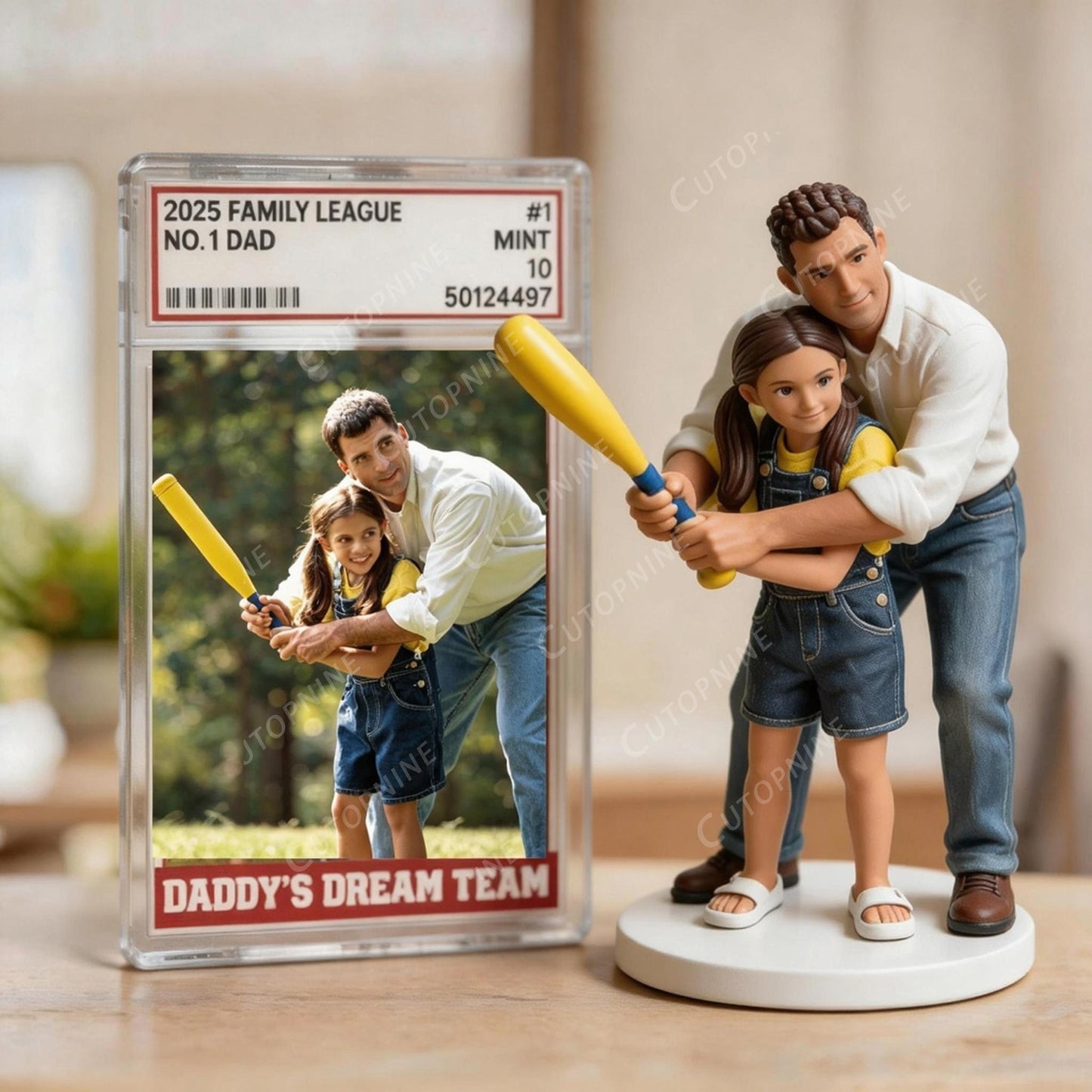 Custom 3D Baseball Father Son Figurine | Full Color Print Photo Statue