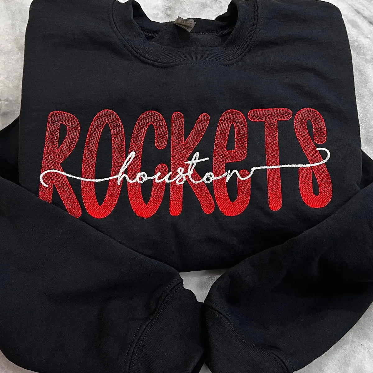 Personalized Two-Layer Script Gradient Embroidery Sports Crewneck For Game Day