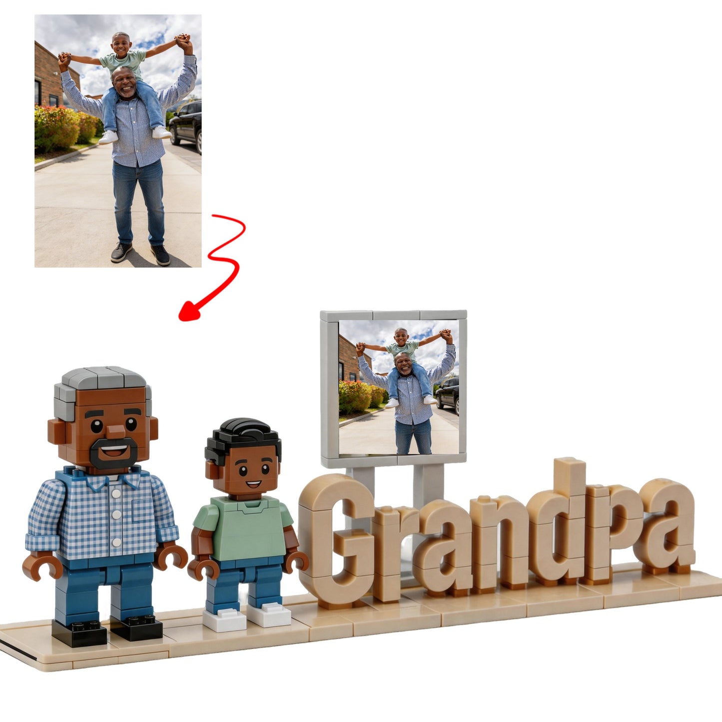 Personalized Custom Photo Figure & 3D Letter Brick Set