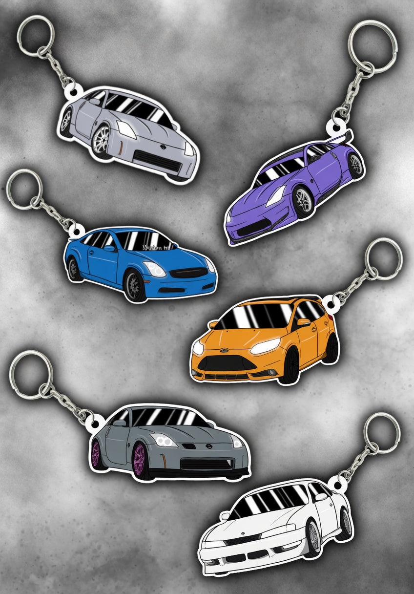 The Gearhead Custom Hand-Drawn Car Keyring