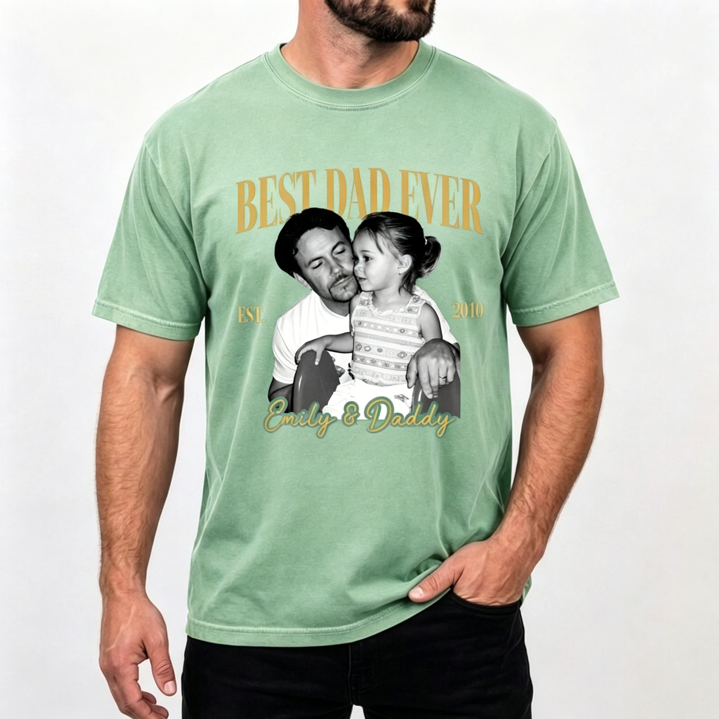 Custom Vintage Photo Dad T-Shirt - "Best Dad Ever" Retro Personalized Tee