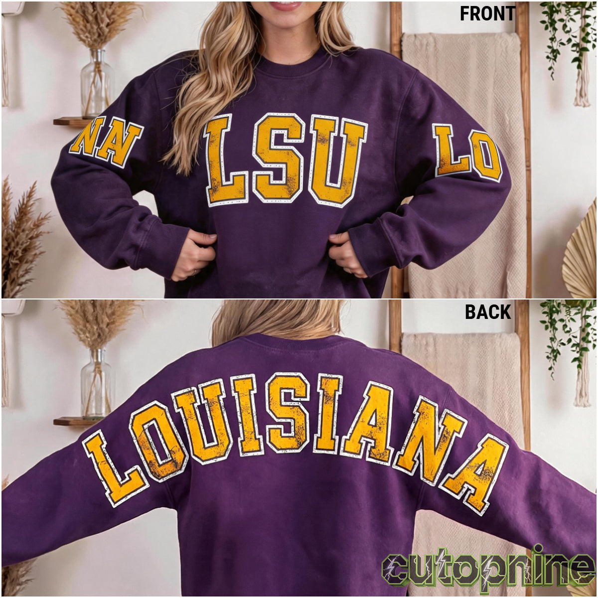Custom Louisiana Vintage Letter Print Sweatshirt