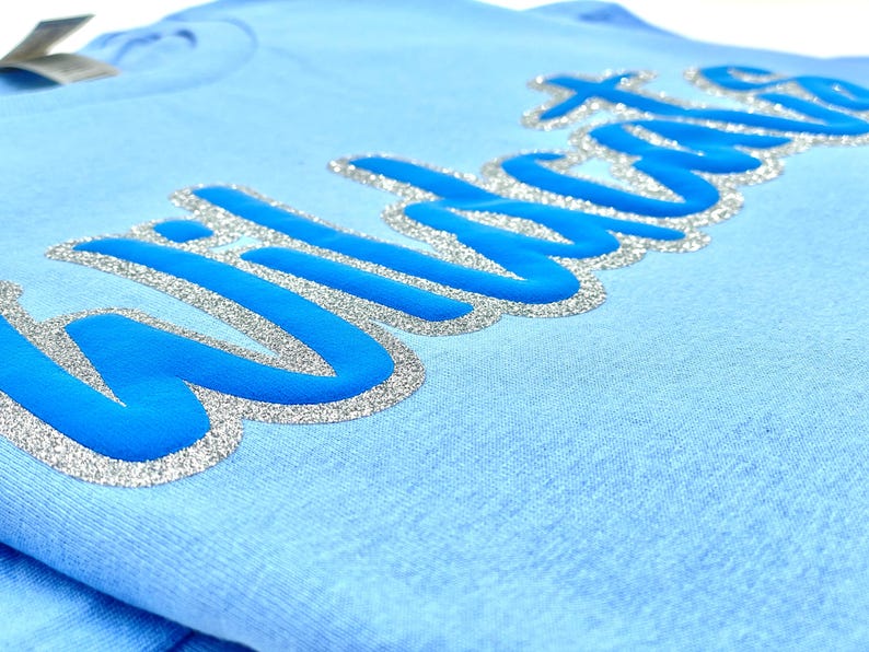 Personalized Spirit Wear Sweatshirt Hoodie: Retro Puff Letters - Glitter Outline