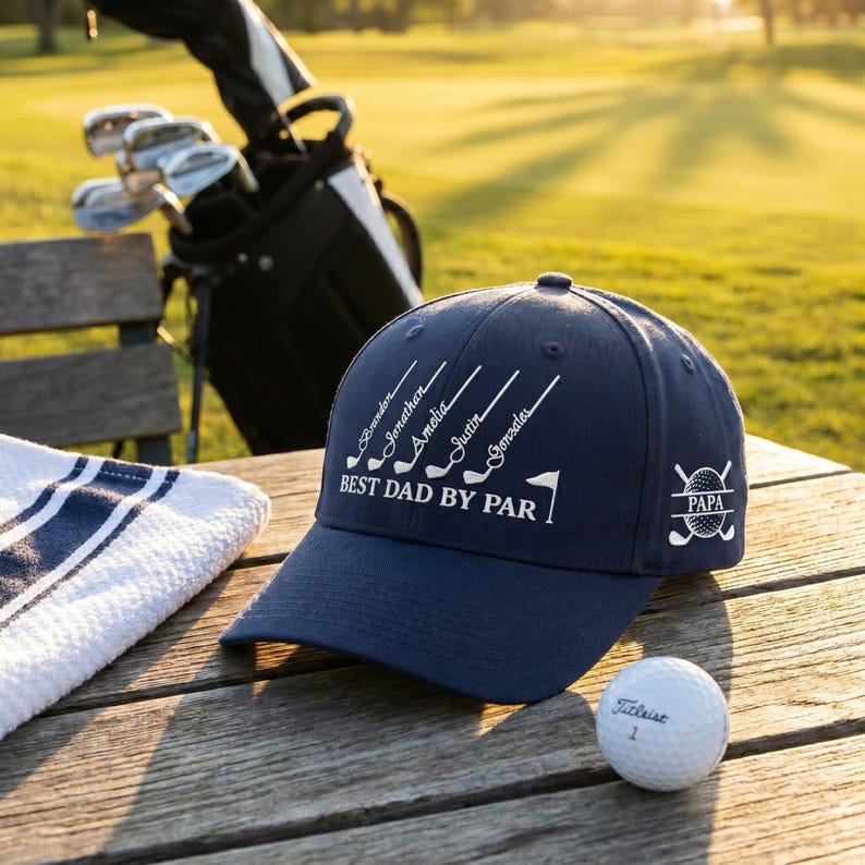 Custom "Best Dad By Par" Golf Hat - Personalized Embroidered Baseball Cap for Dad