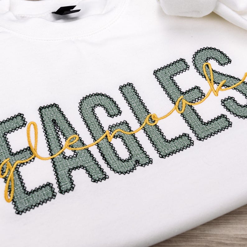 Custom School Mascot Nickname Wave Embroidered Sweatshirt