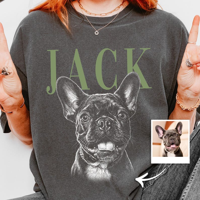 Custom Pet Portrait T-Shirt, Personalized Dog Gift