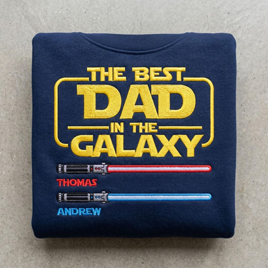 Personalized Star Wars Dad Sweatshirt, The Best Dad In The Galaxy Embroidered Gift