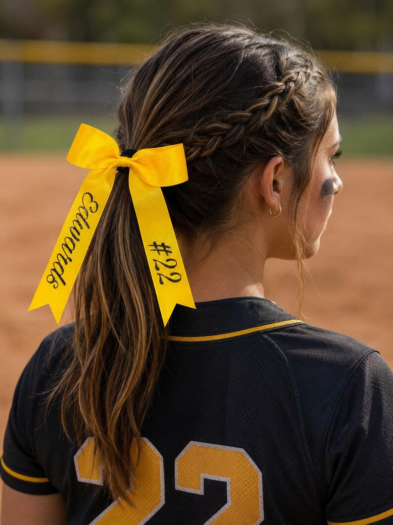 Personalized Team Hair Bows, Custom Cheer Bows with Names & Numbers