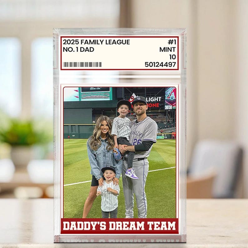 Personalized Graded Baseball Card Family Photo Frame, Custom Father’s Day Gift
