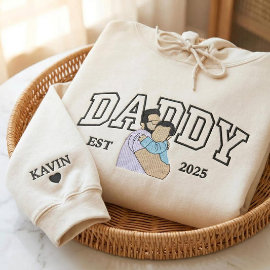 Personalized Embroidered Daddy Hoodie: Wear Your Precious Bond Forever