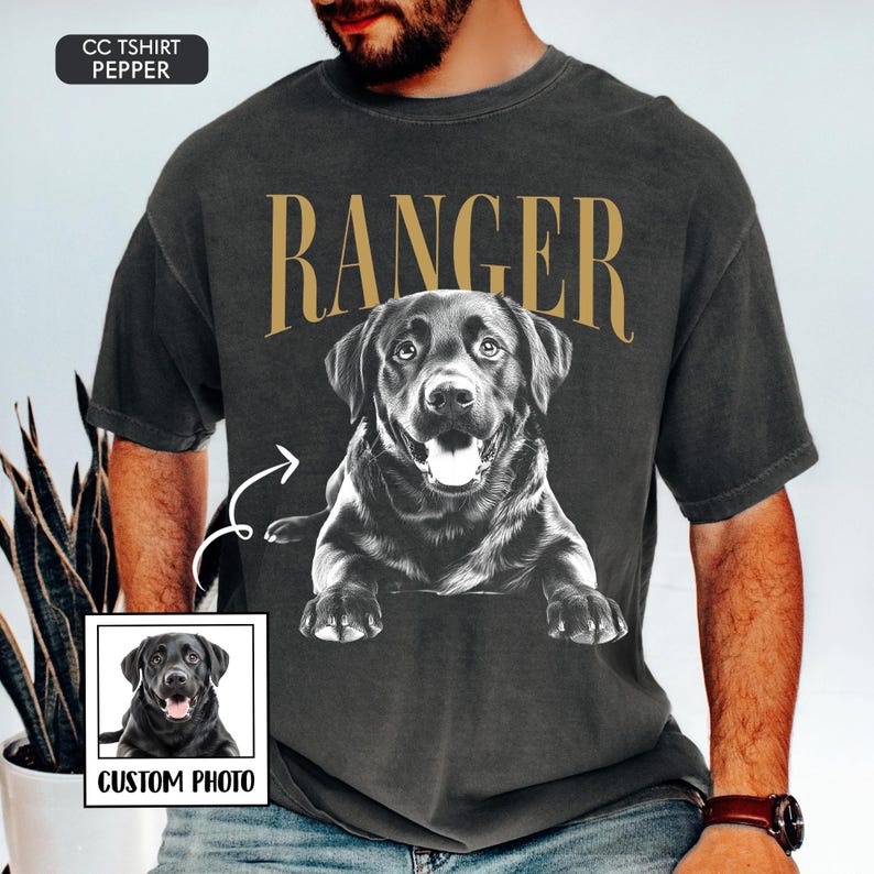 Custom Pet Portrait T-Shirt, Personalized Dog Gift