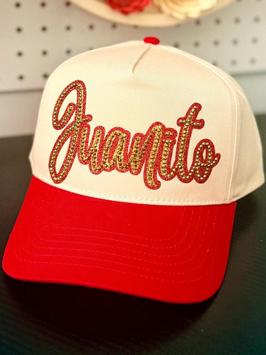 Custom Glitter Rhinestone Script Patch Two Tone Sports Trucker Cap