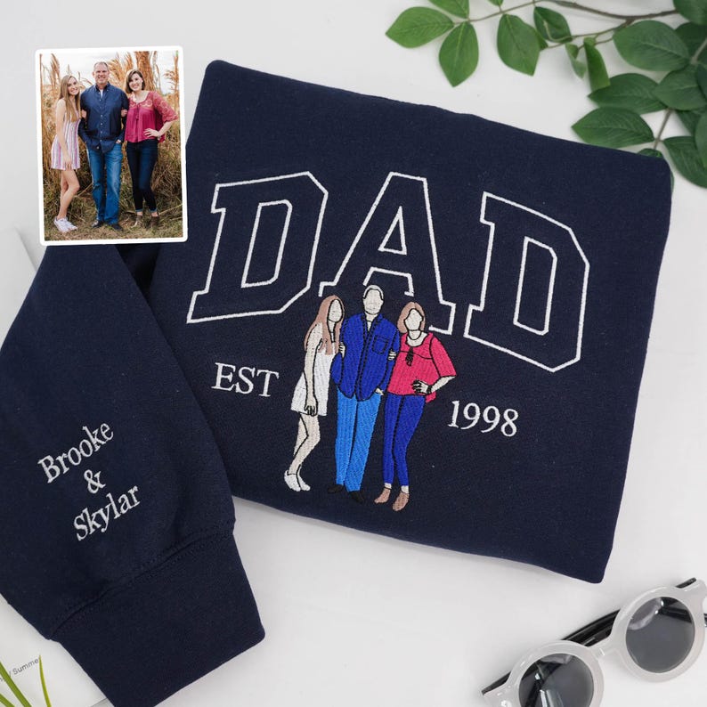 Personalized Father’s Family Portrait Embroidered Gift