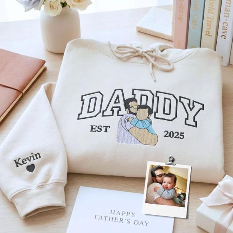 Personalized Embroidered Daddy Hoodie: Wear Your Precious Bond Forever