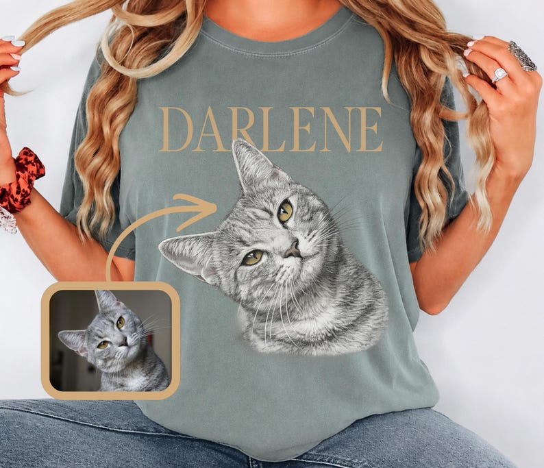 Custom Pet Portrait T-Shirt, Personalized Dog Gift