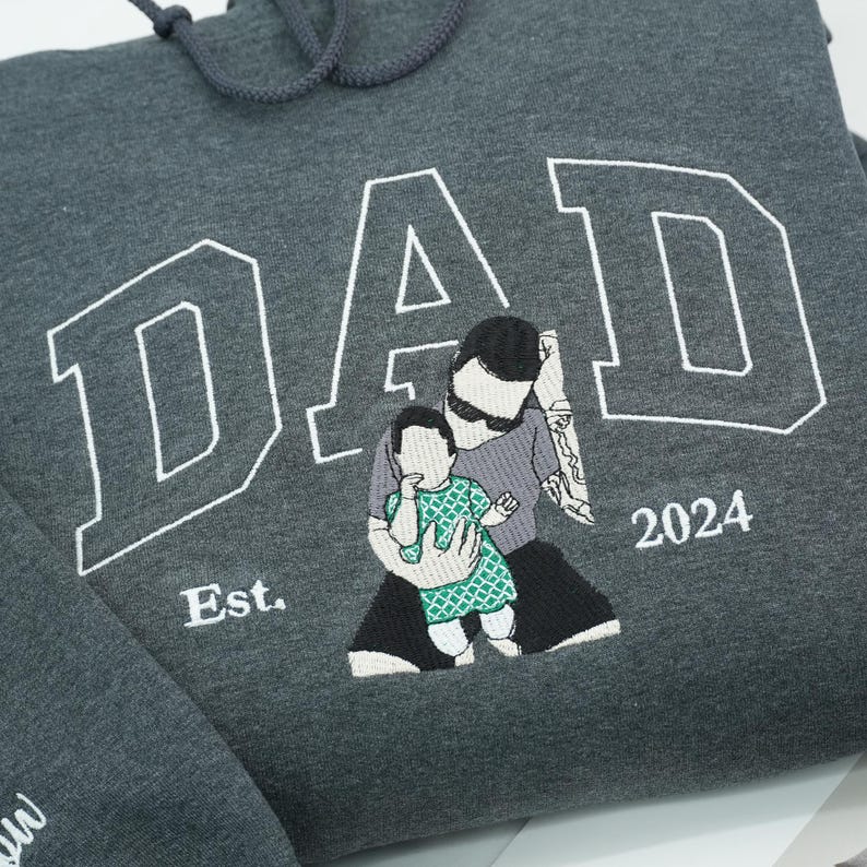 Personalized Embroidered Dad Hoodie: Wear Your Love Close to Heart