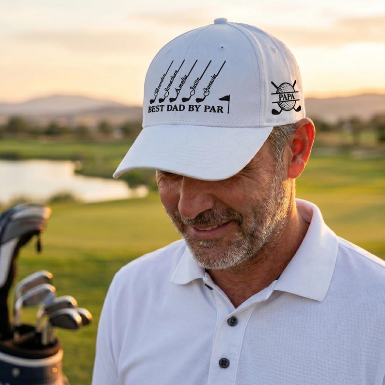 Custom "Best Dad By Par" Golf Hat - Personalized Embroidered Baseball Cap for Dad