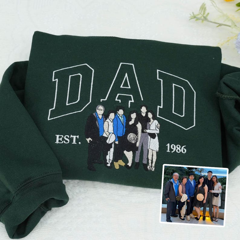 Personalized Father’s Family Portrait Embroidered Gift