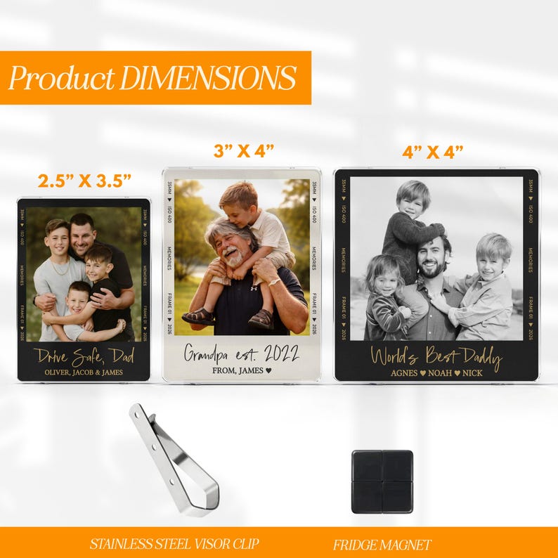 Custom Photo Car Visor Holder, Personalized "Drive Safe" Keepsake for Dad