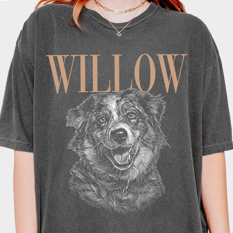 Custom Pet Portrait T-Shirt, Personalized Dog Gift