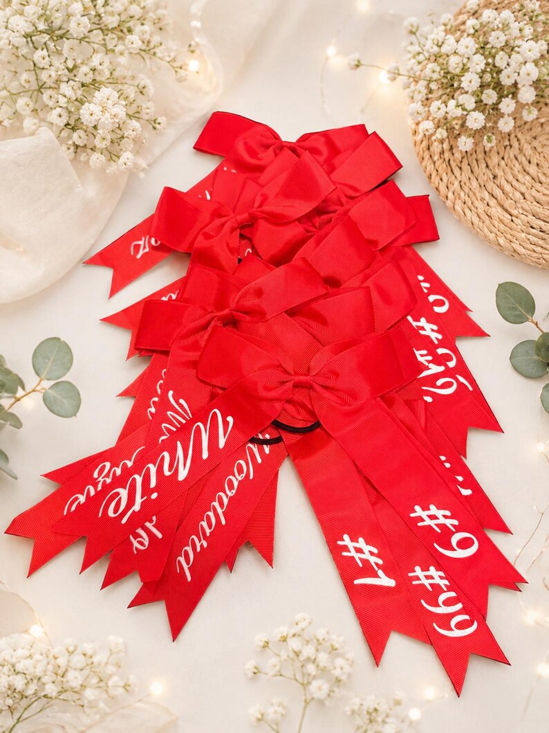 Personalized Team Hair Bows, Custom Cheer Bows with Names & Numbers