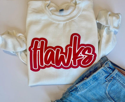 Custom Retro Bubble Script Puff Print Crewneck Sweatshirt, Personalized Mascot Team Name Game Day Spirit Pullover