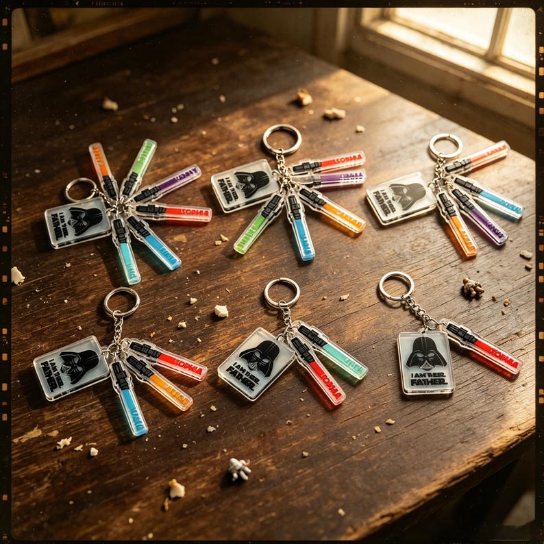Personalized Star Wars Acrylic Keychain, Custom Lightsaber Name Dad Gift