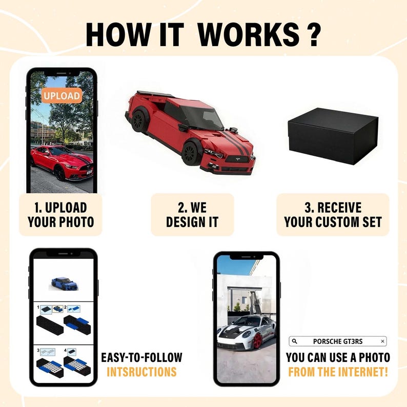 Personalized Custom Car And Figure Brick Model From Photo Perfect Gift For Dad