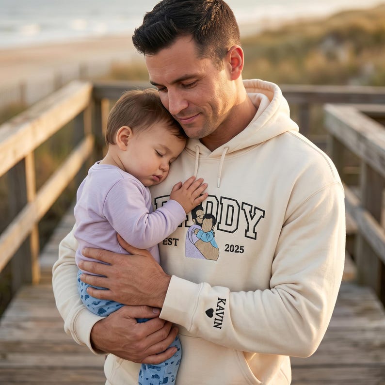Personalized Embroidered Daddy Hoodie: Wear Your Precious Bond Forever