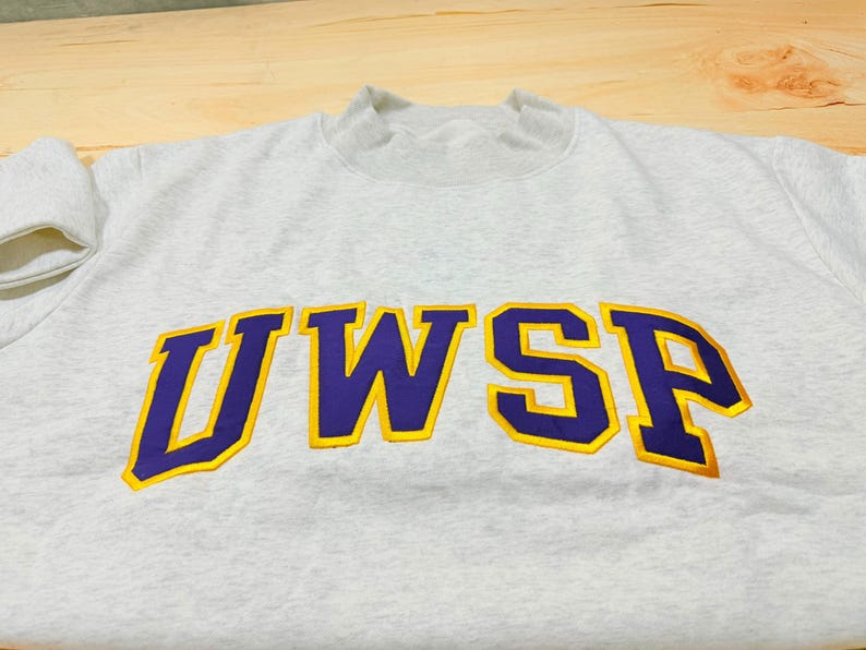 Custom Varsity Letter Applique Crewneck Sweatshirt, Personalized Neck Script University Game Day Pullover