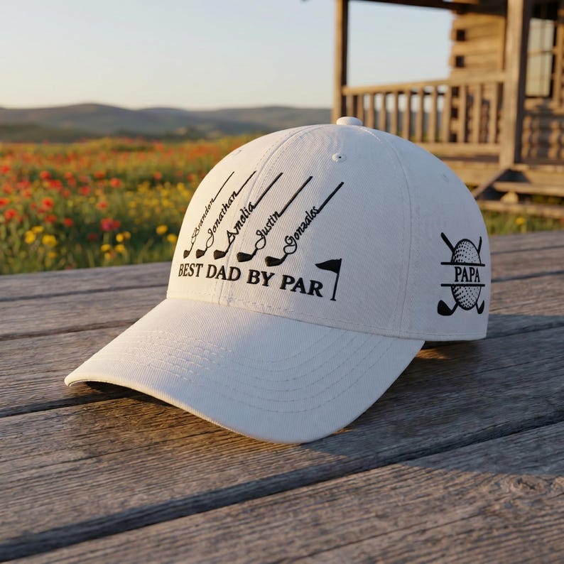 Custom "Best Dad By Par" Golf Hat - Personalized Embroidered Baseball Cap for Dad