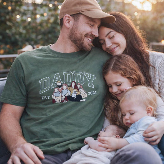Personalized Father’s Family Portrait Embroidered Gift