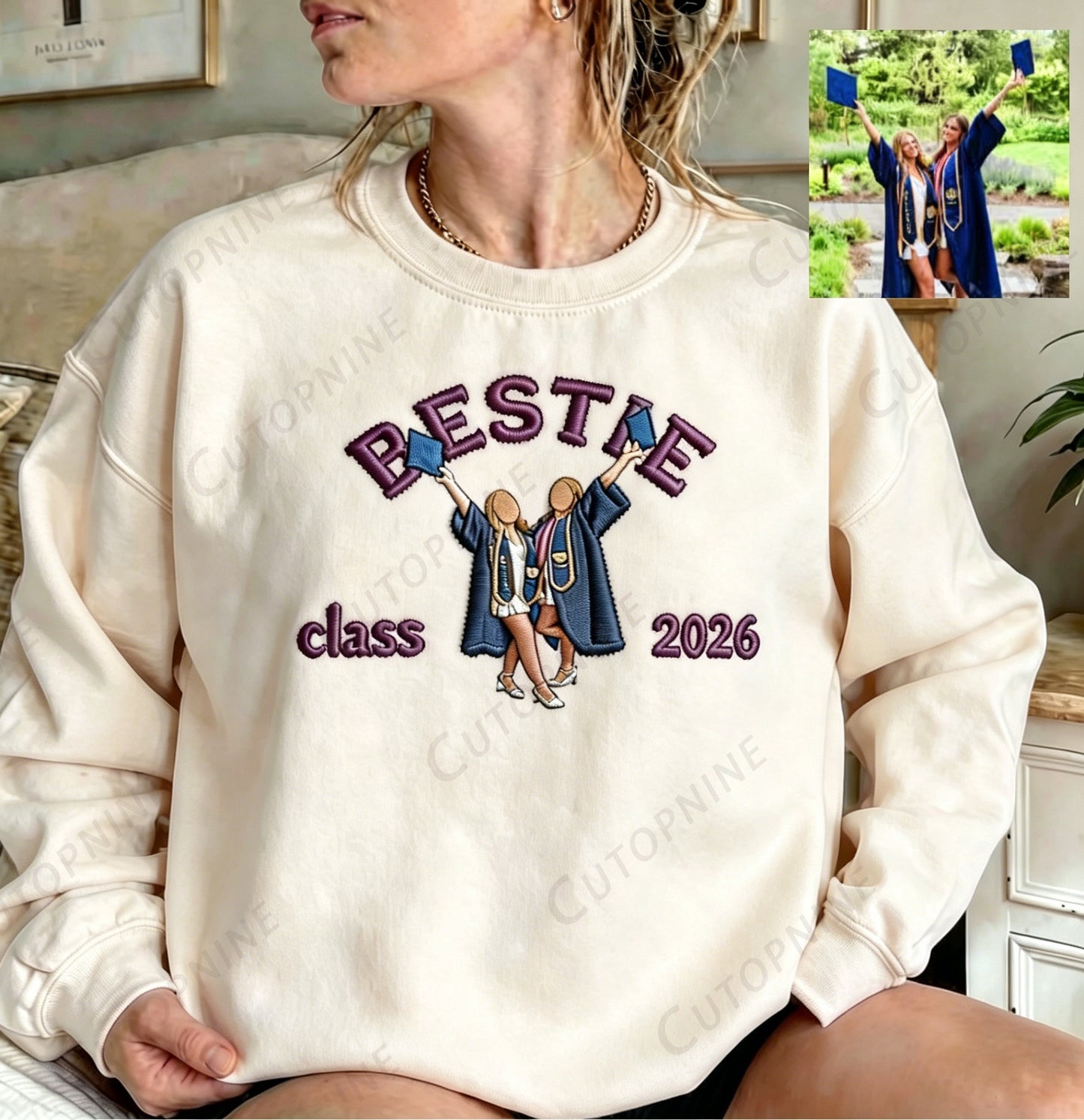Graduation Bestie Custom Embroidered Sweatshirt