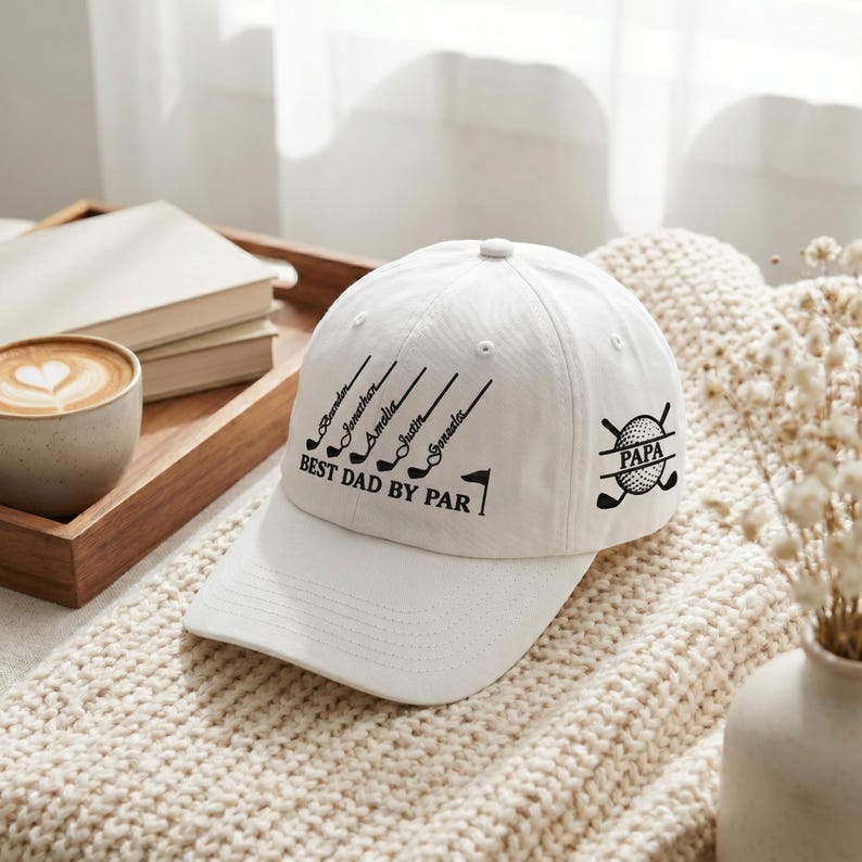 Custom "Best Dad By Par" Golf Hat - Personalized Embroidered Baseball Cap for Dad