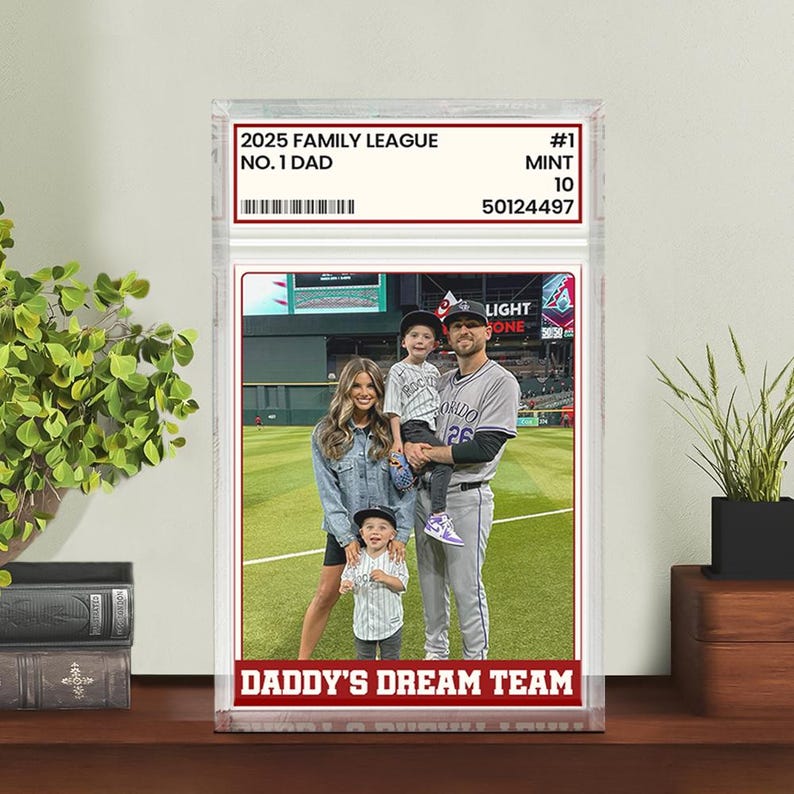 Personalized Graded Baseball Card Family Photo Frame, Custom Father’s Day Gift