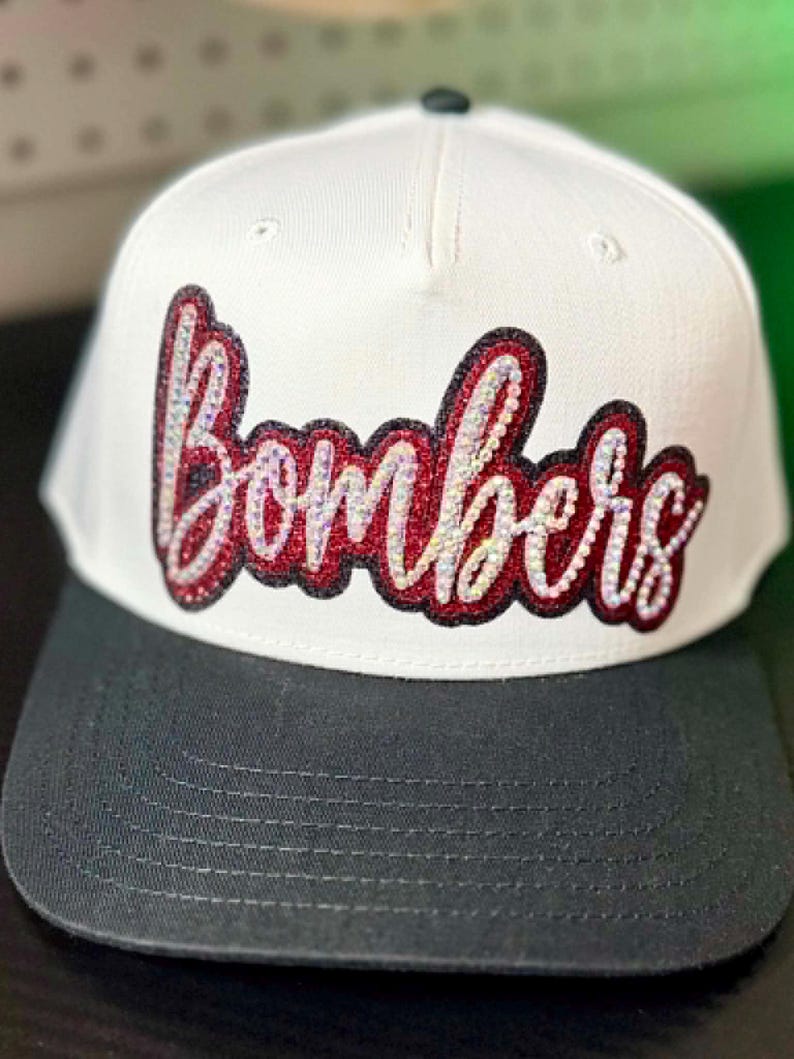 Custom Glitter Rhinestone Script Patch Two Tone Sports Trucker Cap