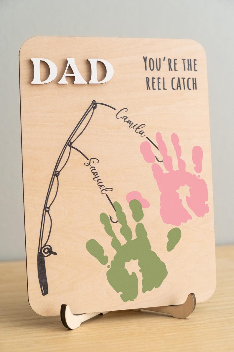 Personalized Fishing Handprint Sign for Dad | Custom Father’s Day Gift