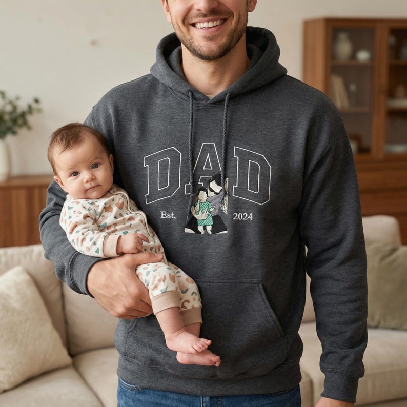 Personalized Embroidered Dad Hoodie: Wear Your Love Close to Heart