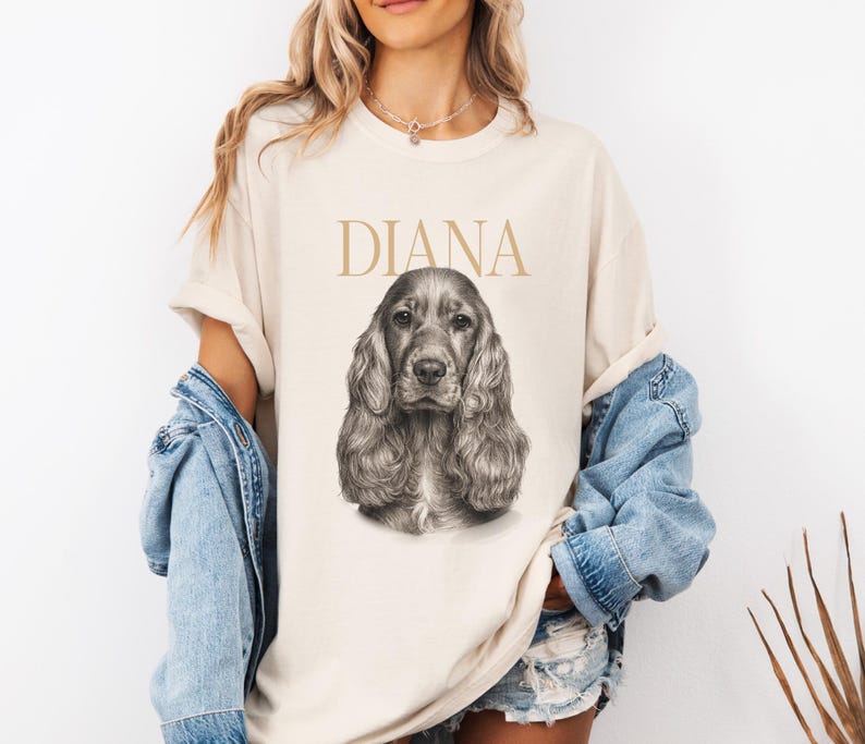 Custom Pet Portrait T-Shirt, Personalized Dog Gift