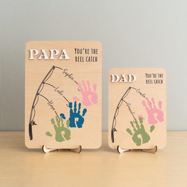 Personalized Fishing Handprint Sign for Dad | Custom Father’s Day Gift