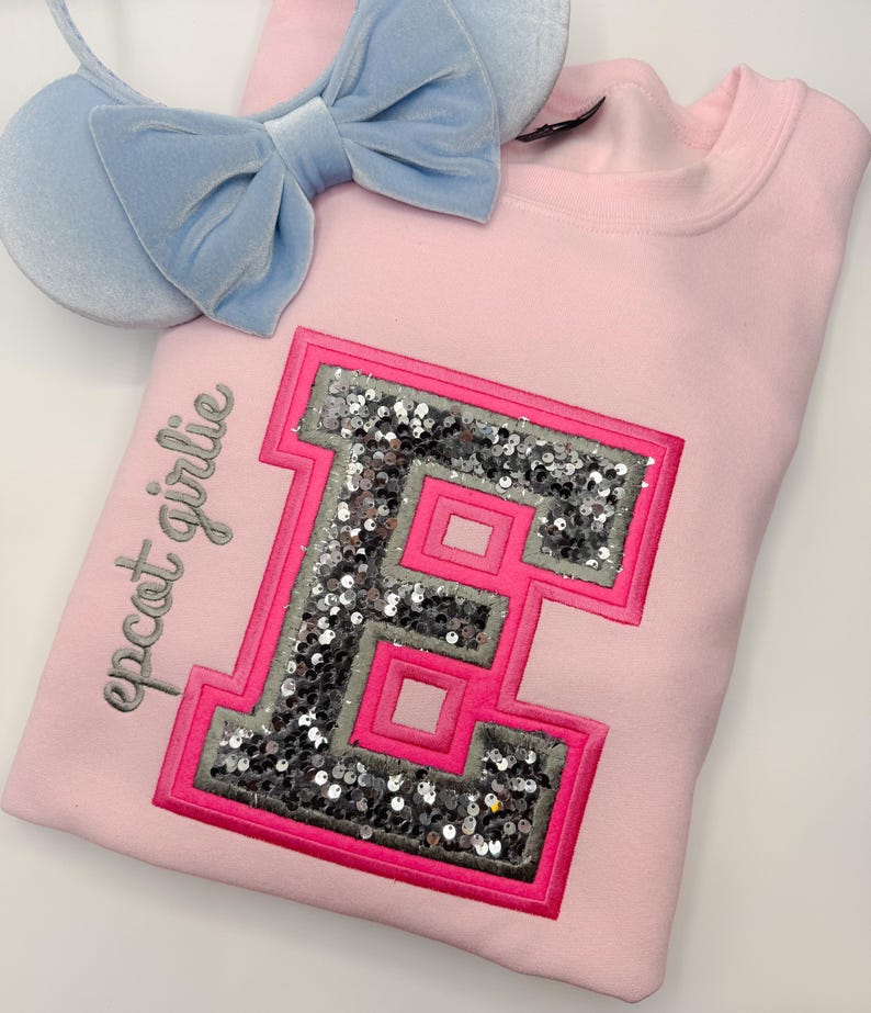 Custom Sequin Patch Varsity Letter Sweatshirt With Custom Side Embroidery