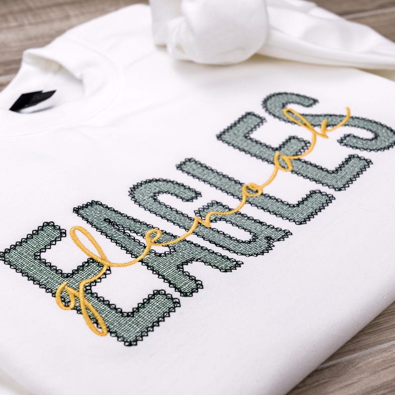 Custom School Mascot Nickname Wave Embroidered Sweatshirt