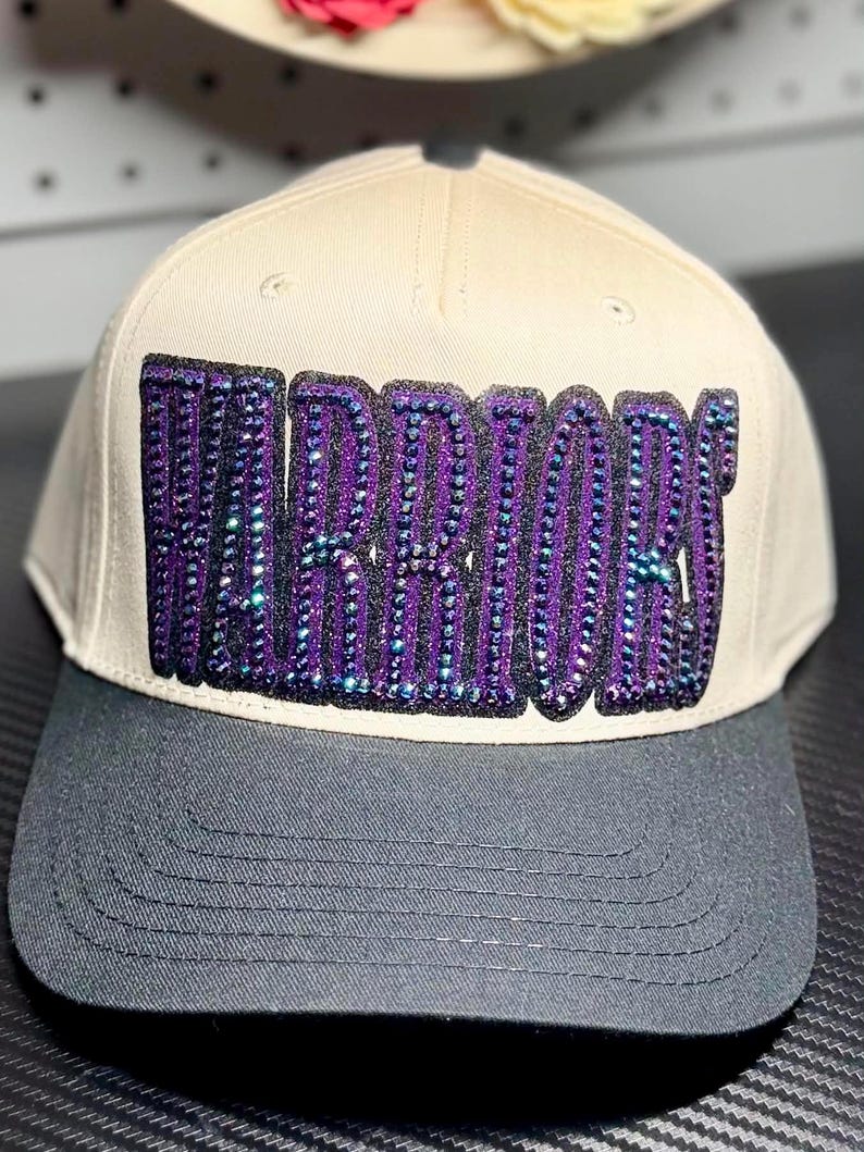 Custom Glitter Rhinestone Script Patch Two Tone Sports Trucker Cap