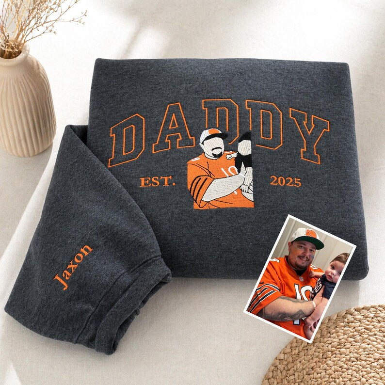 Personalized Embroidered Fatherhood Keepsake: Celebrate Your Bond in Style
